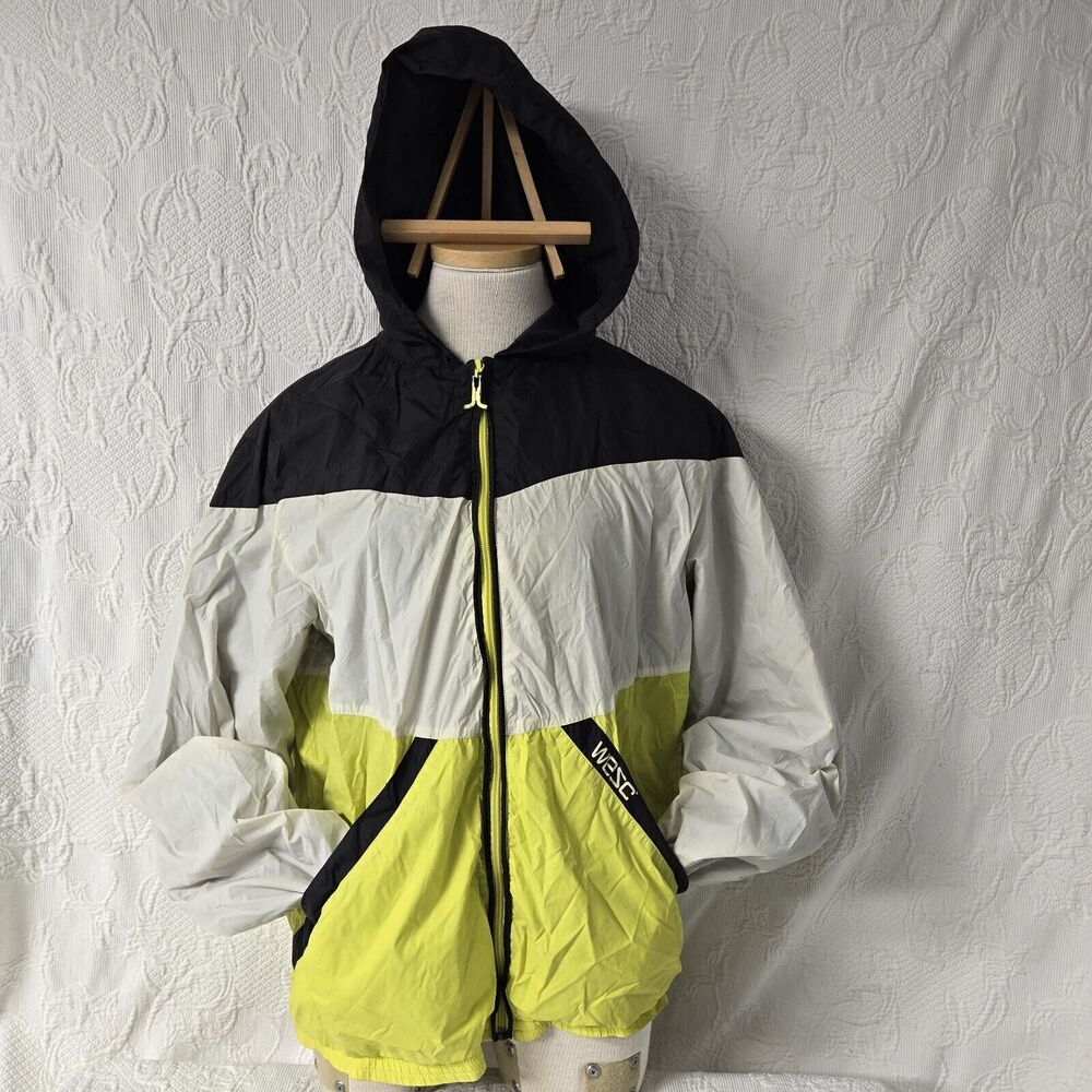 Wesc Neon Colorblock Windbreaker Jacket Men Medium Running Training Streetwear